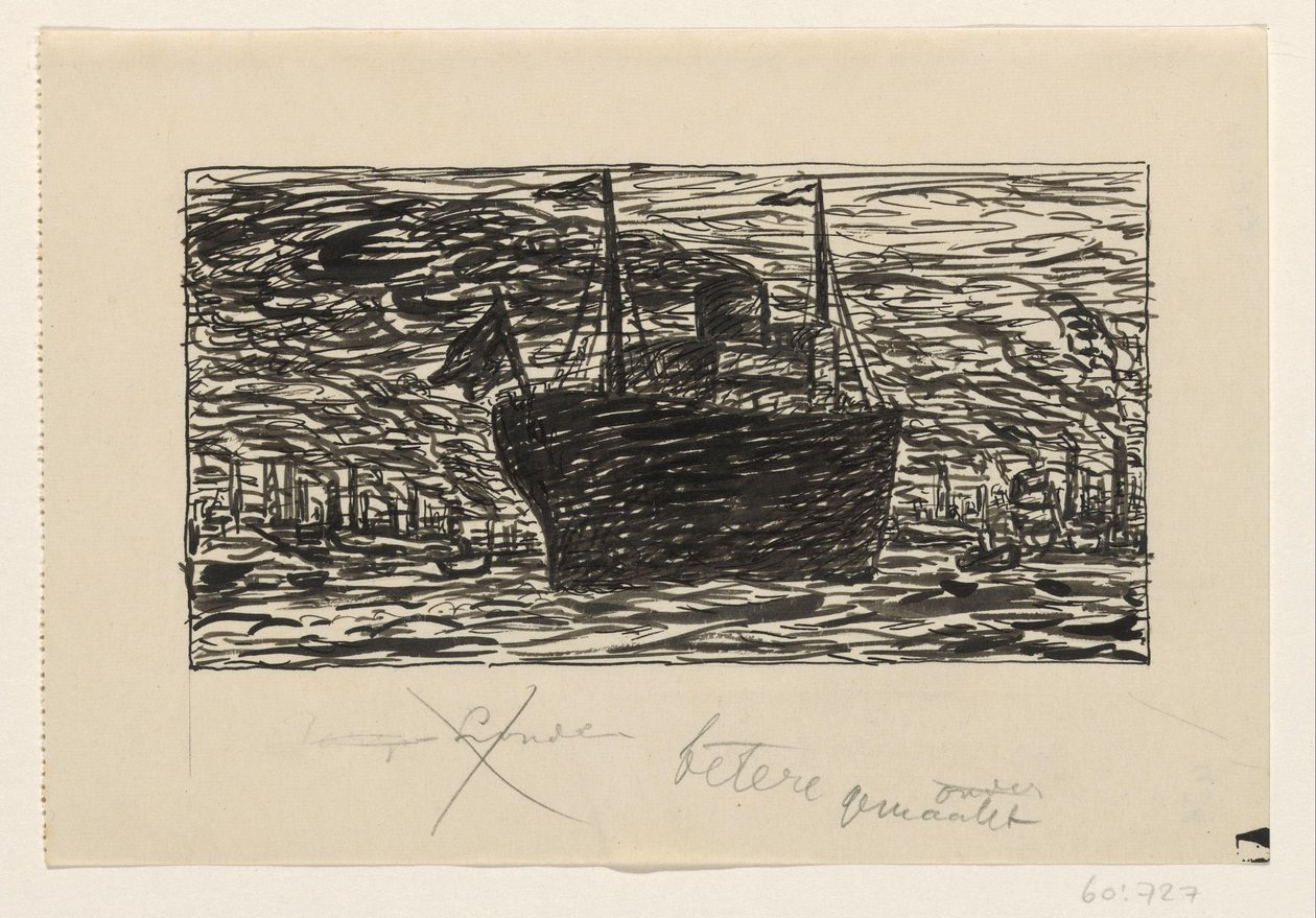 Navire entrant dans le port de Londres - Leo Gestel