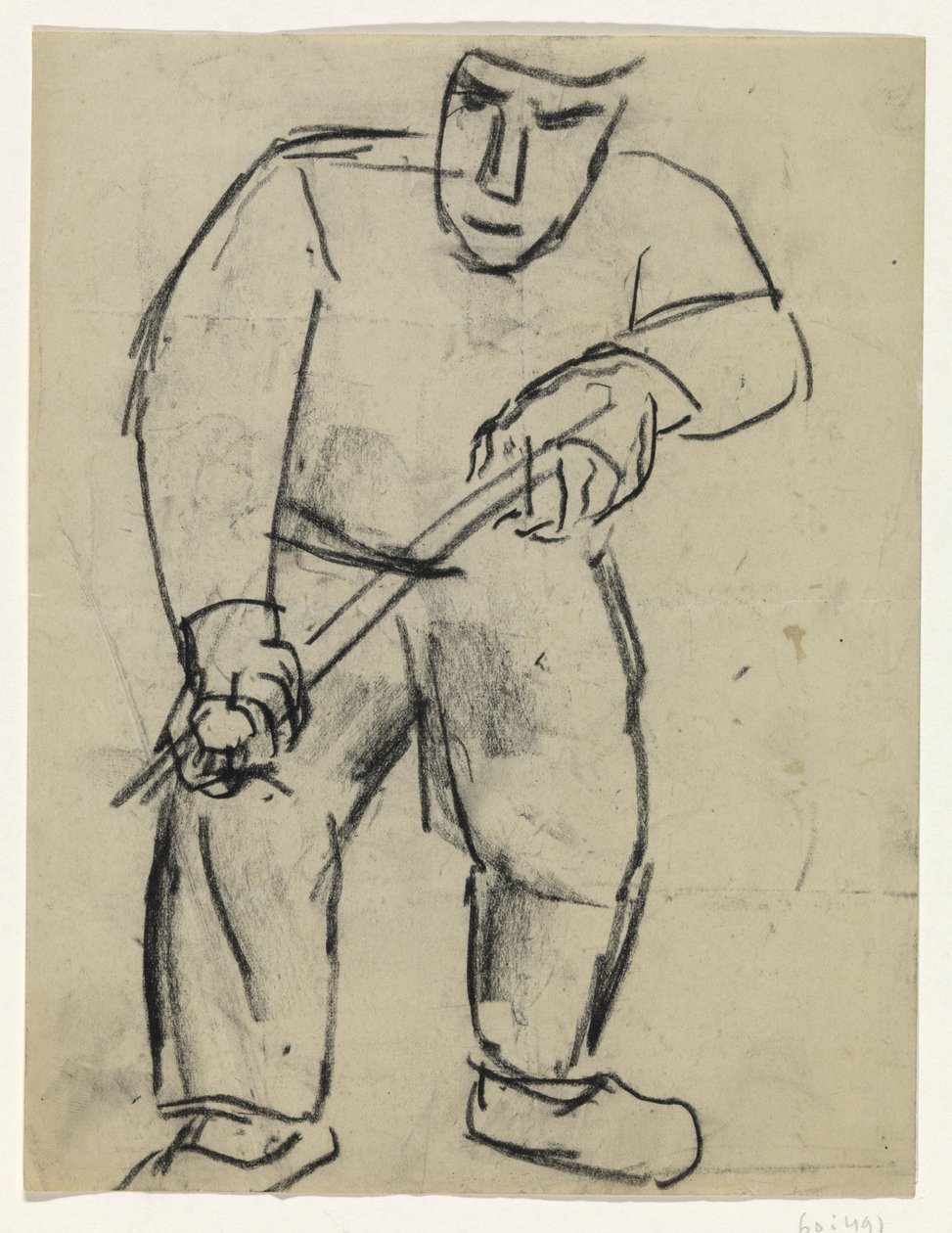 Homme debout avec un bâton dans les mains - Leo Gestel