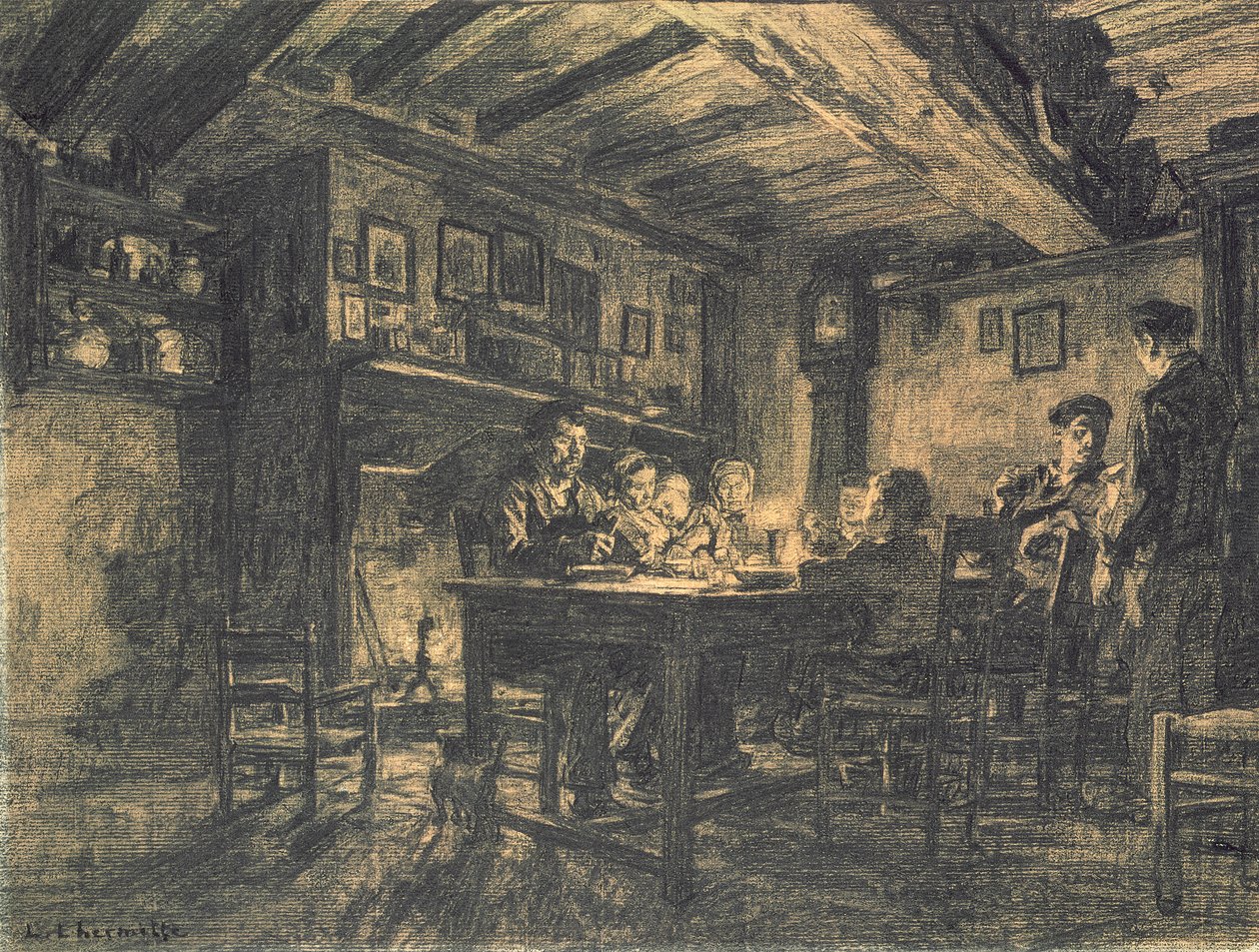 Souper en famille le soir, 1883 - Leon Augustin Lhermitte