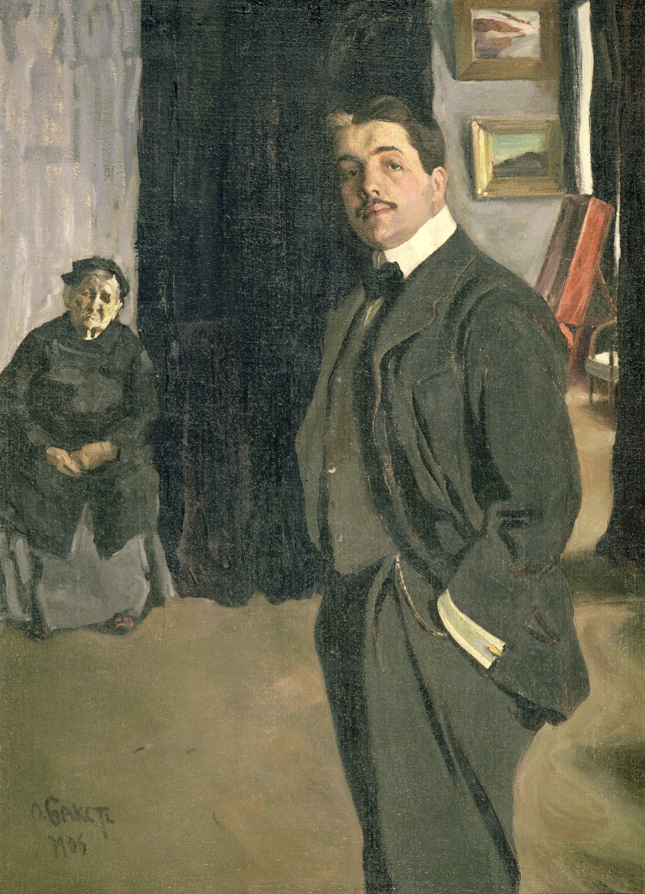Portrait de Sergei Pavlovich Diaghilev (1872-1929) avec sa nourrice, 1906 - Leon Bakst