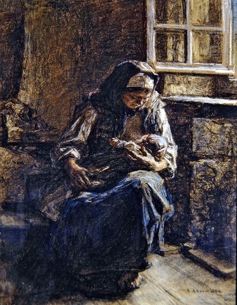 Mère allaitant son enfant - Leon Augustin Lhermitte