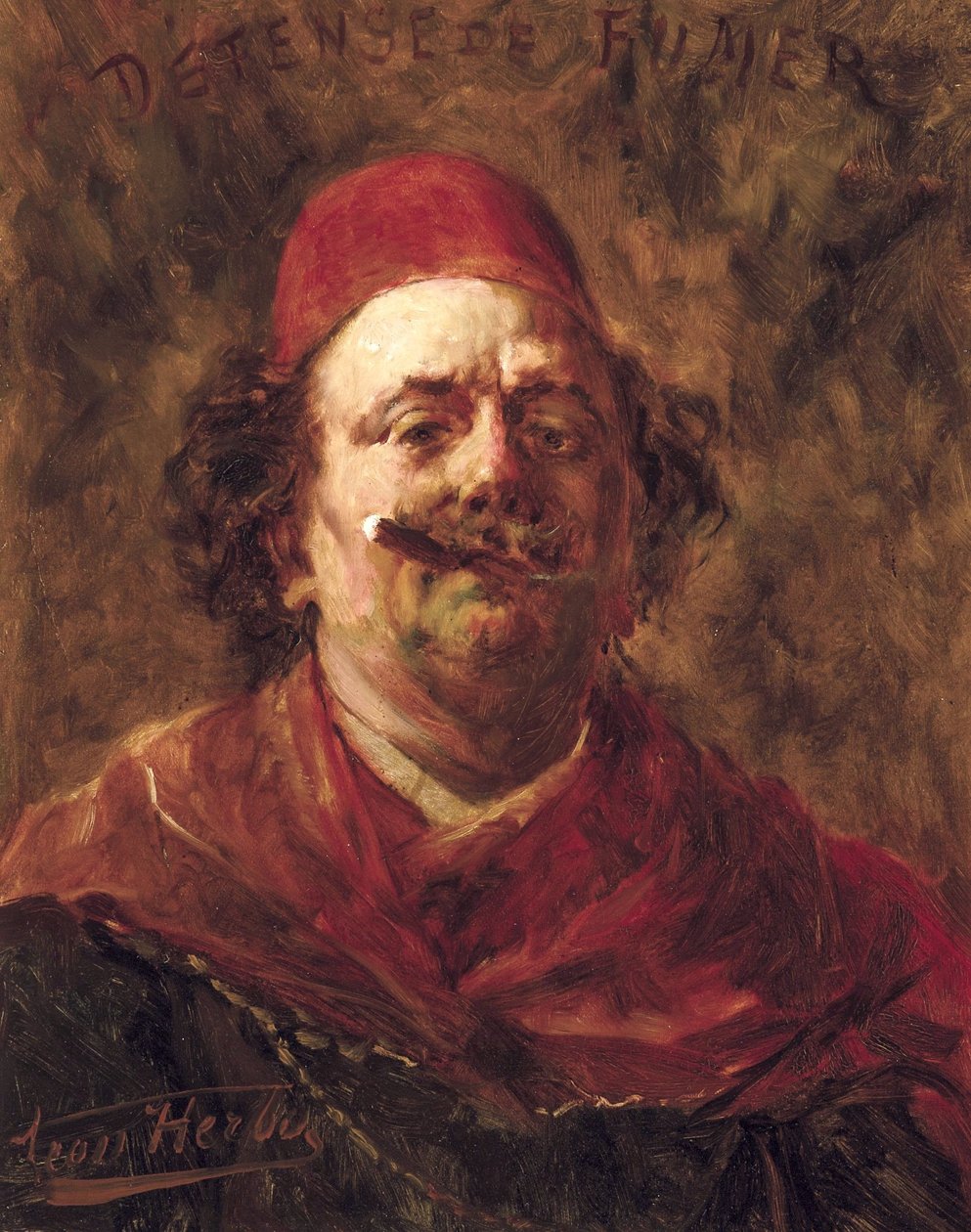 Interdiction de fumer (Autoportrait avec fez) - Leon Herbo