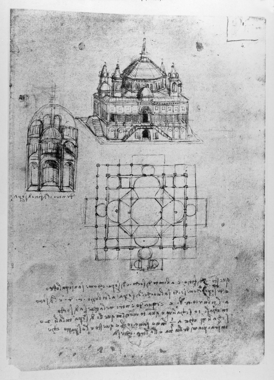 Conception pour une église, fol. 4r - Leonardo da Vinci