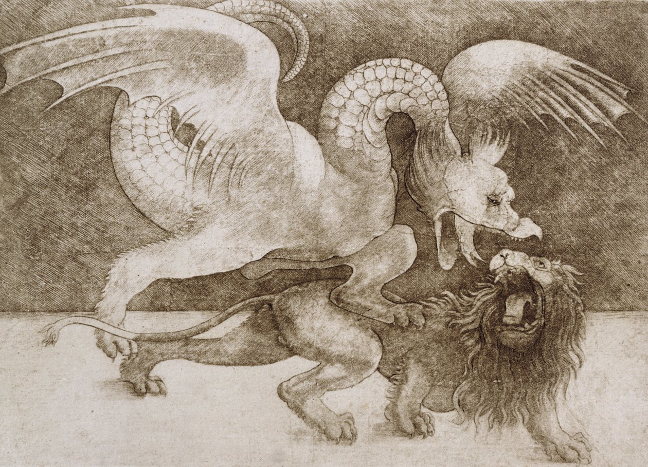 Combat entre un dragon et un lion - Leonardo da Vinci