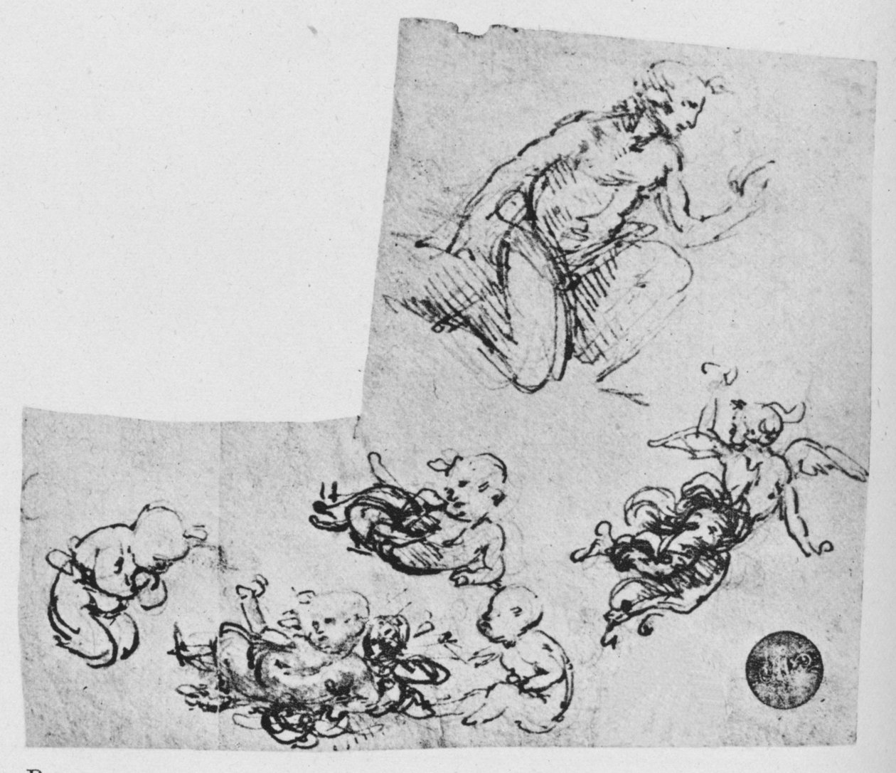 Jeune agenouillé et putti, c. 1480, 1945 - Leonardo da Vinci