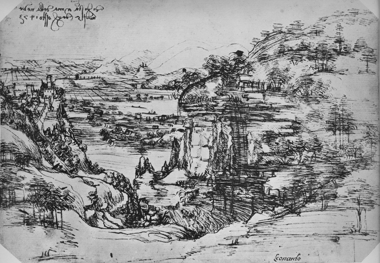 Paysage, vers 1480, 1945 - Leonardo da Vinci