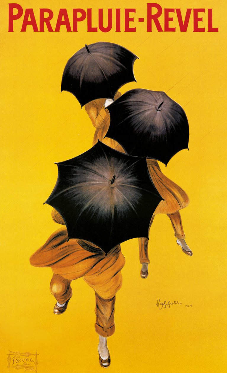 Affiche publicitaire pour les parapluies 