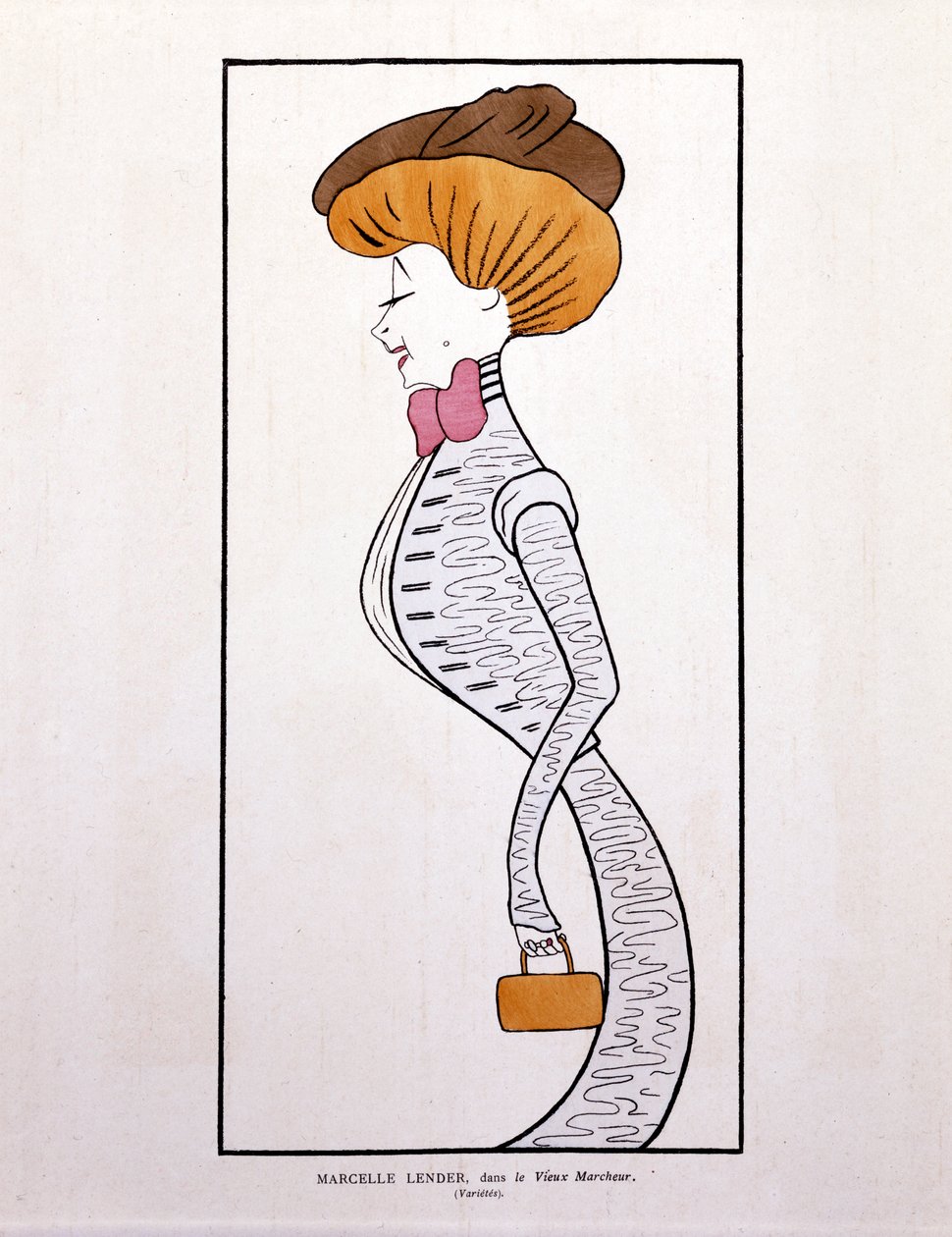 Marcelle Lender, in ‘Le Vieux Marcheur’, caricature - Leonetto Cappiello