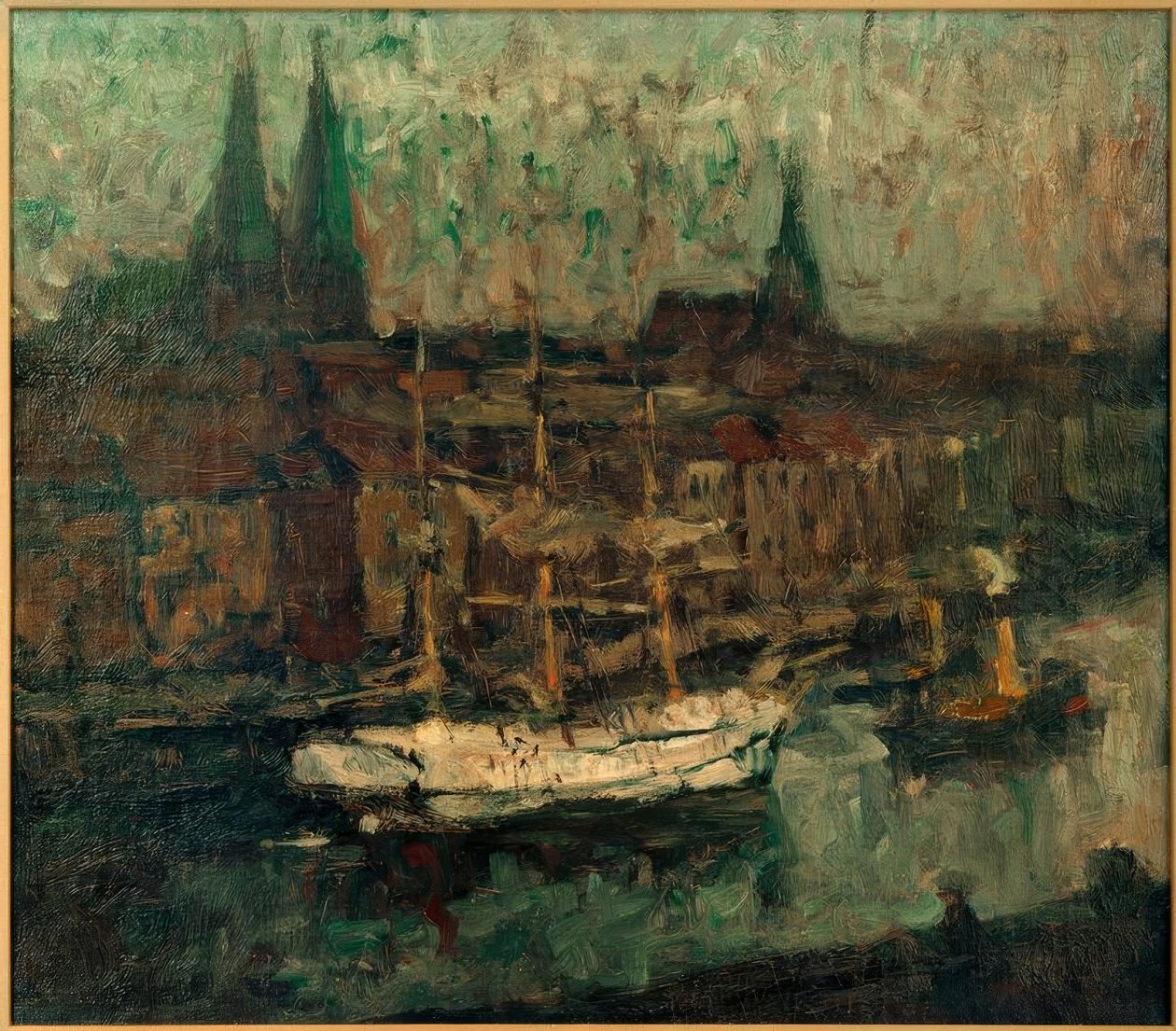 Barque dans le port de Lübeck - Leonhard Sandrock