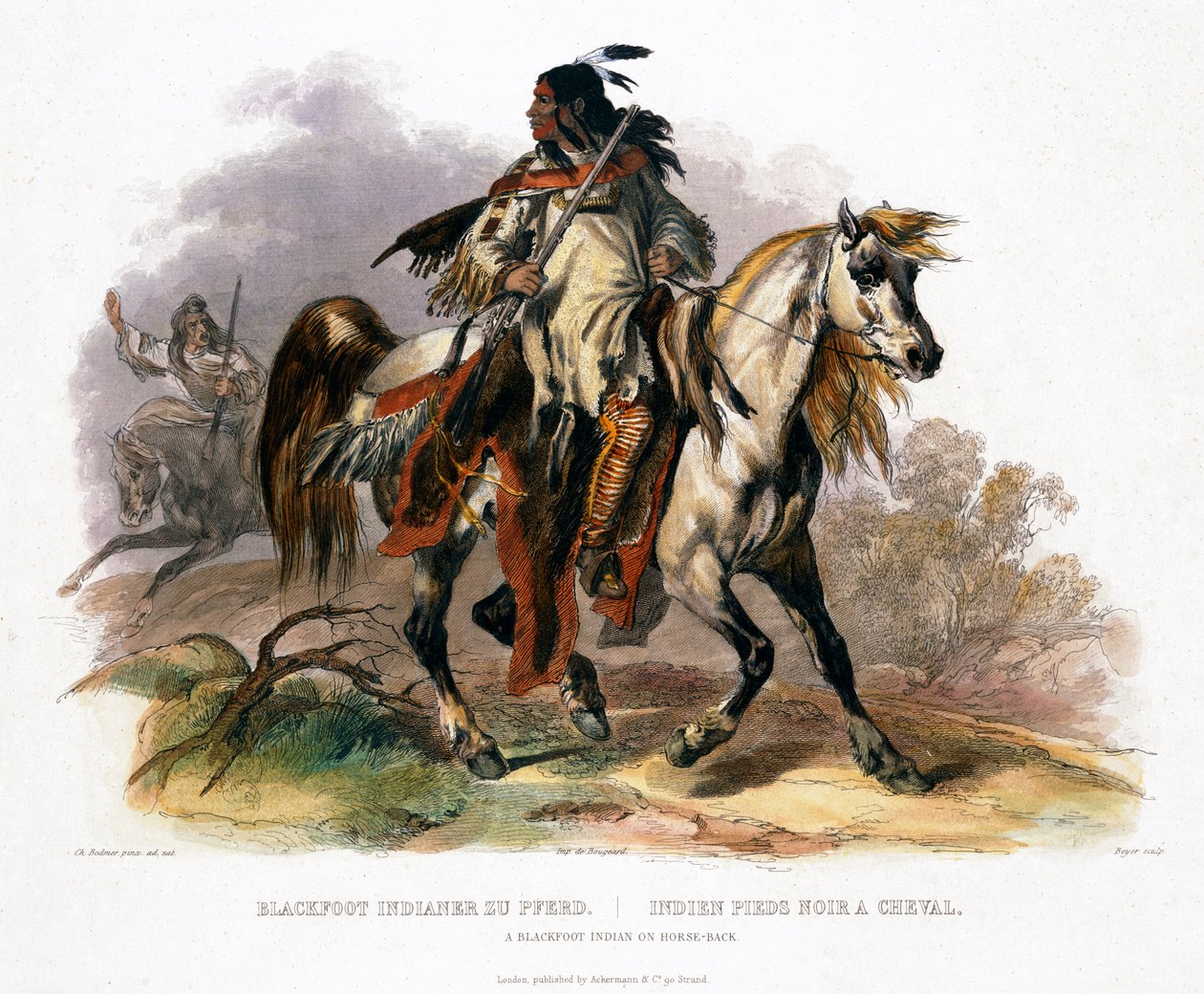 Un Indien Blackfoot à cheval - Leopold Beyer