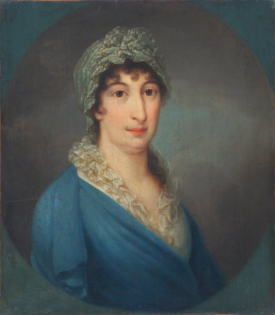 Dame en robe bleue - Leopold Blonder