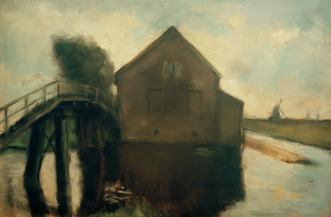 Paysage Néerlandais avec Moulins à Vent - Lesser Ury