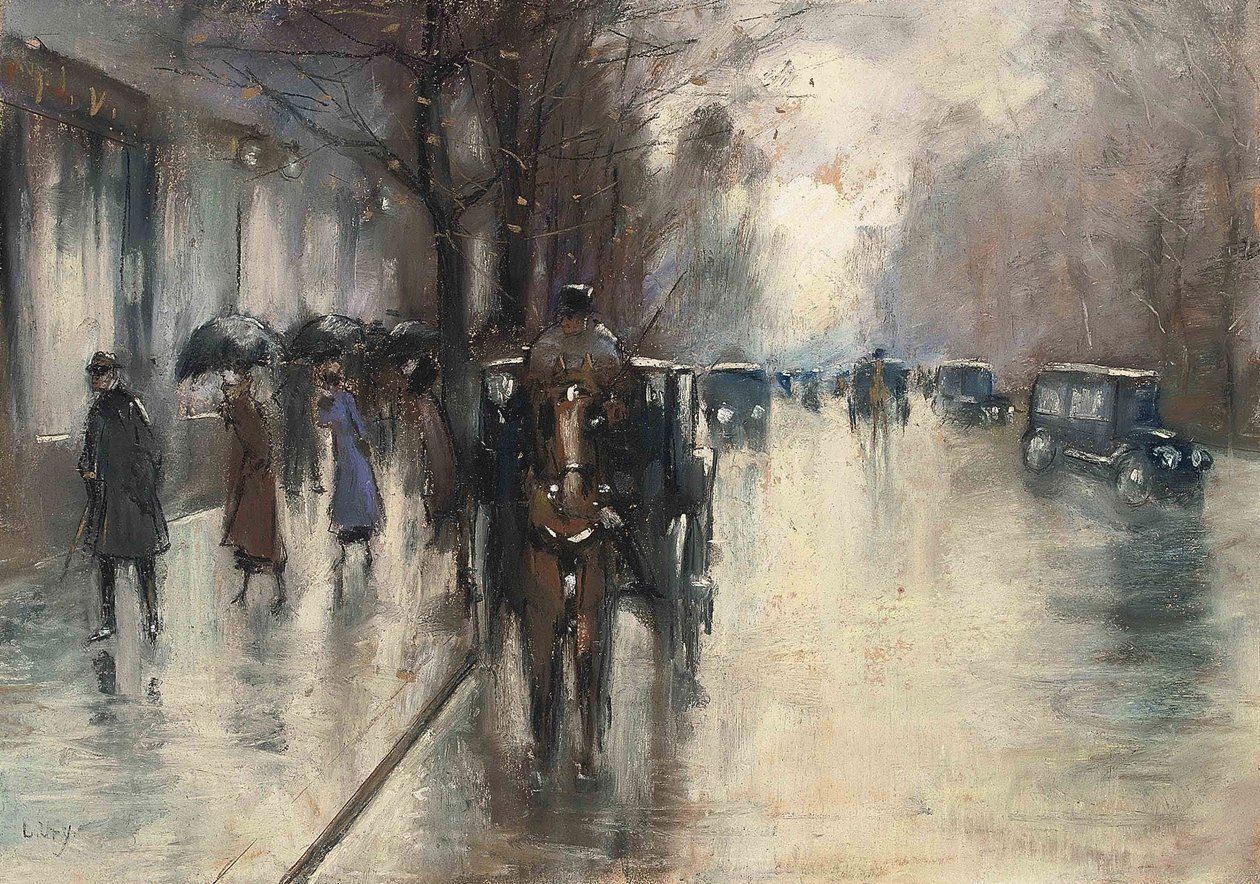 Sous les tilleuls sous la pluie - Lesser Ury