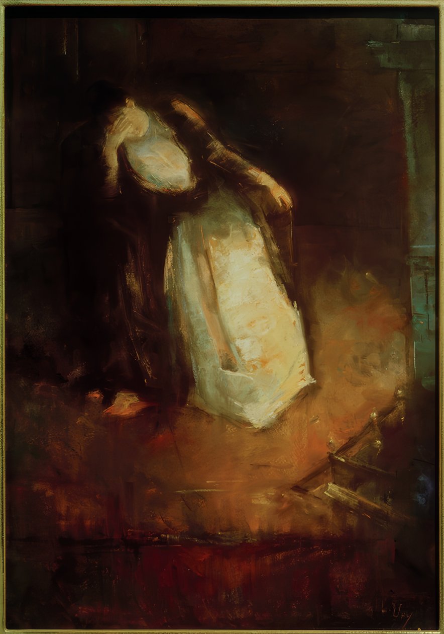 Femme près de la cheminée (Rêverie près de la cheminée) - Lesser Ury