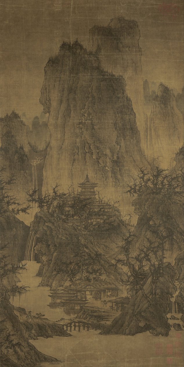 Un temple solitaire parmi les sommets dégagés - Li Cheng
