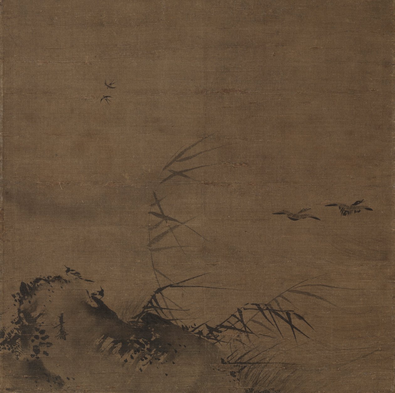 Oiseaux aquatiques et roseaux, début des années 1200 - Liang Kai
