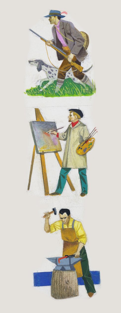 Chasseur, peintre et forgeron, dessin - Unbekannt Unbekannt