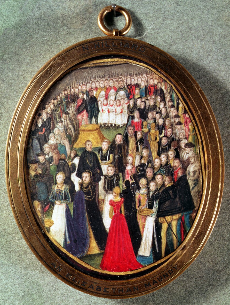Cérémonie de Maundy élisabéthaine, vers 1560 (aquarelle sur vélin) - Lievine Teerlink