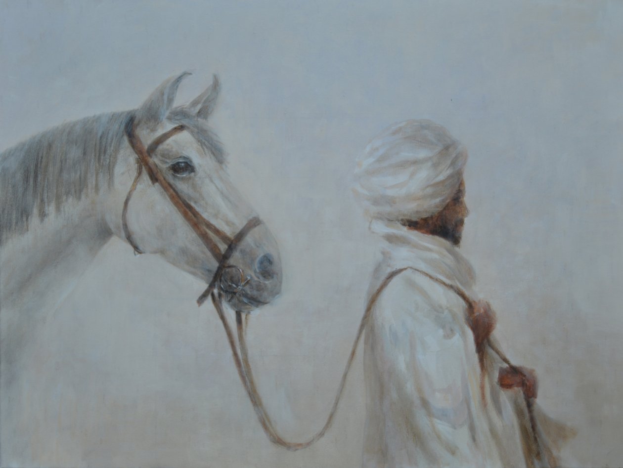 Homme menant un cheval - Lincoln Seligman