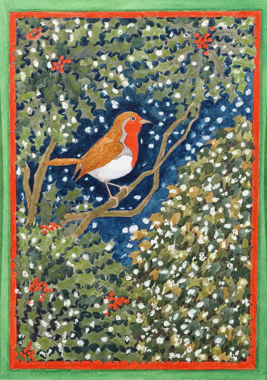 Rouge-gorge et houx - Linda Benton