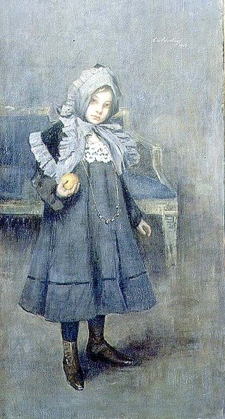 Fille avec un bonnet gris - Lino Selvatico