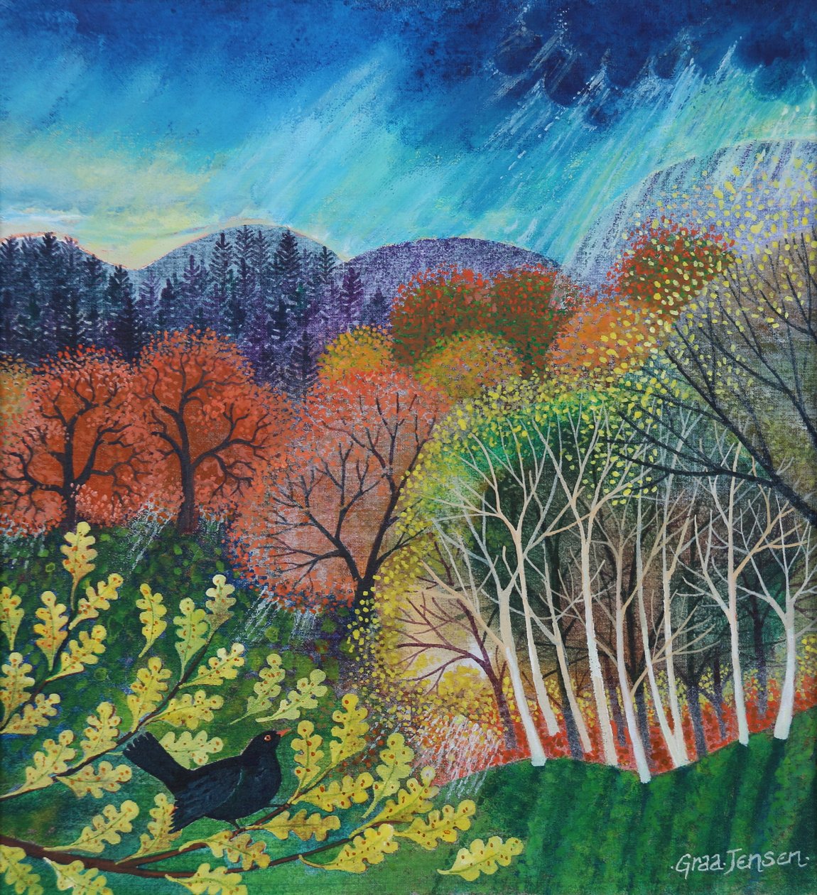 Merle noir, 2024 (acrylique sur lin) - Lisa Graa Jensen