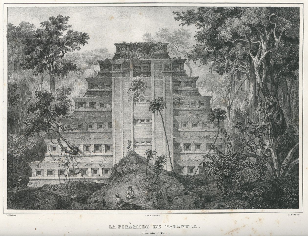 La pyramide de Papantla, Mexique. - Frederic Mialhe