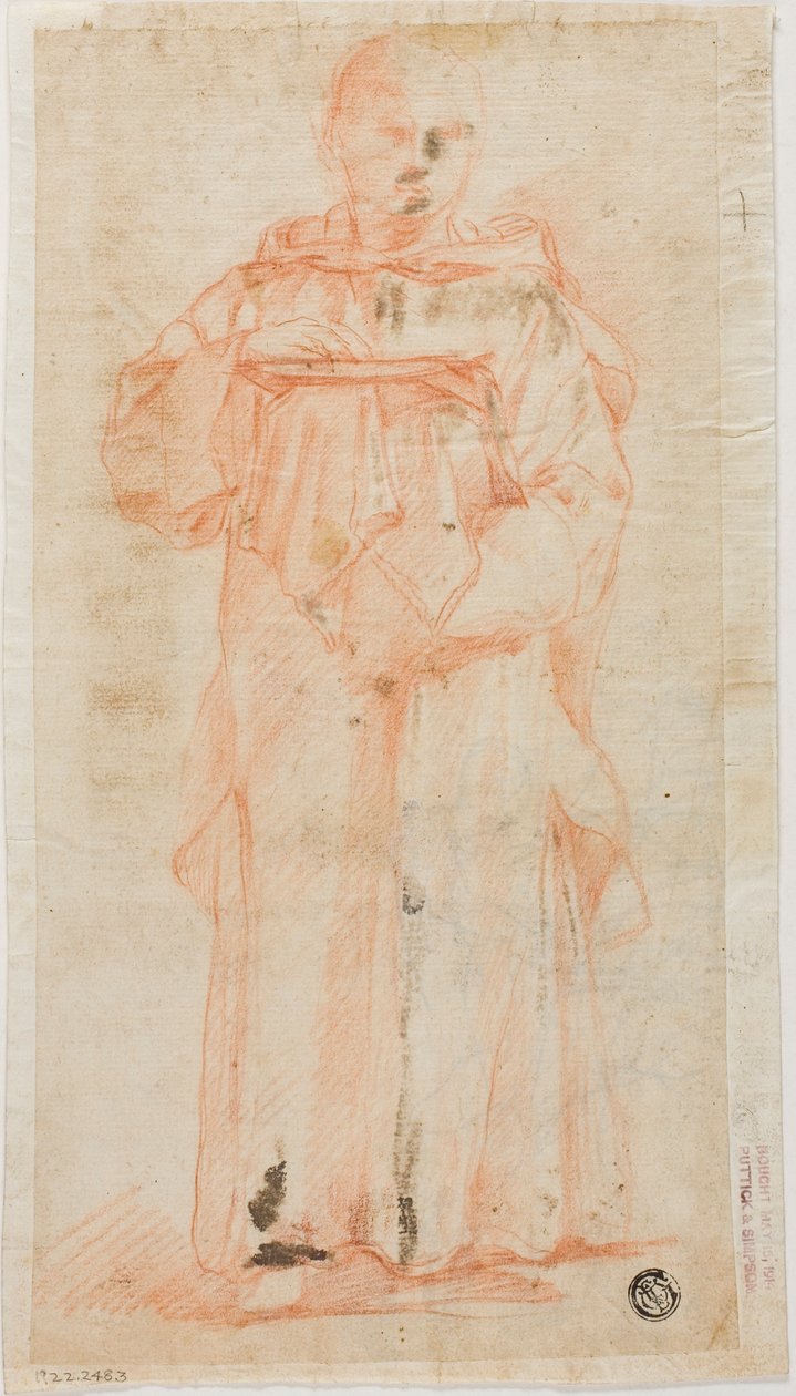 Moine debout tenant une hostie et un palen - Lodovico Carracci