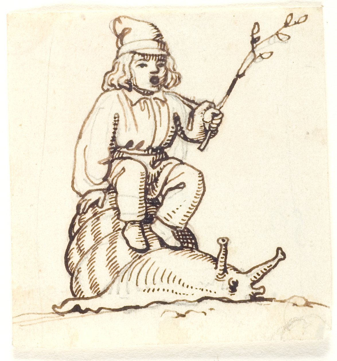 Garçon assis sur un escargot - Lorenz Frølich