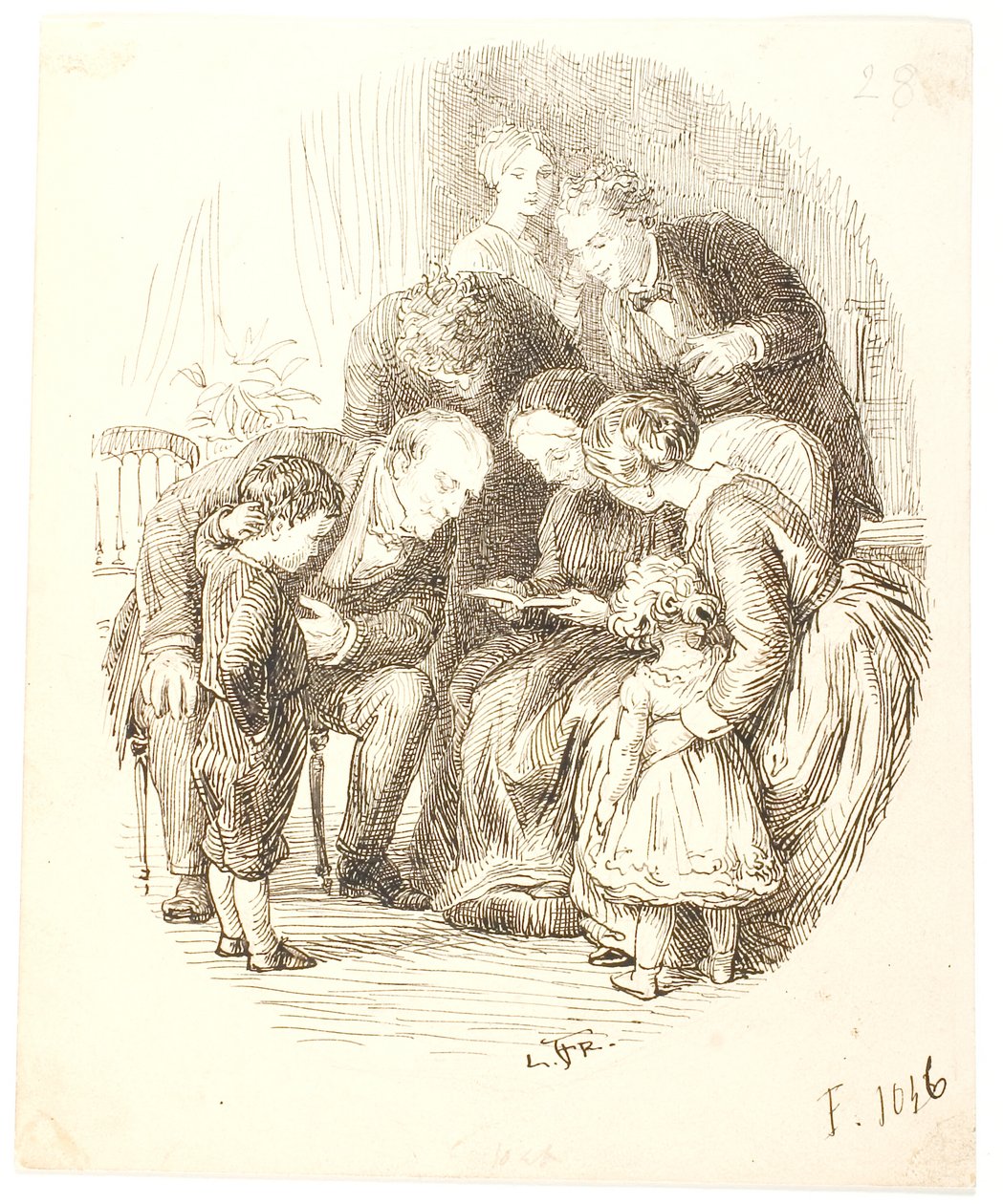 Lecture à haute voix. Groupe familial - Lorenz Frølich