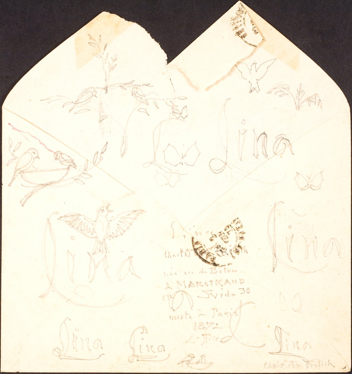 Enveloppe avec dessins - Lorenz Frølich