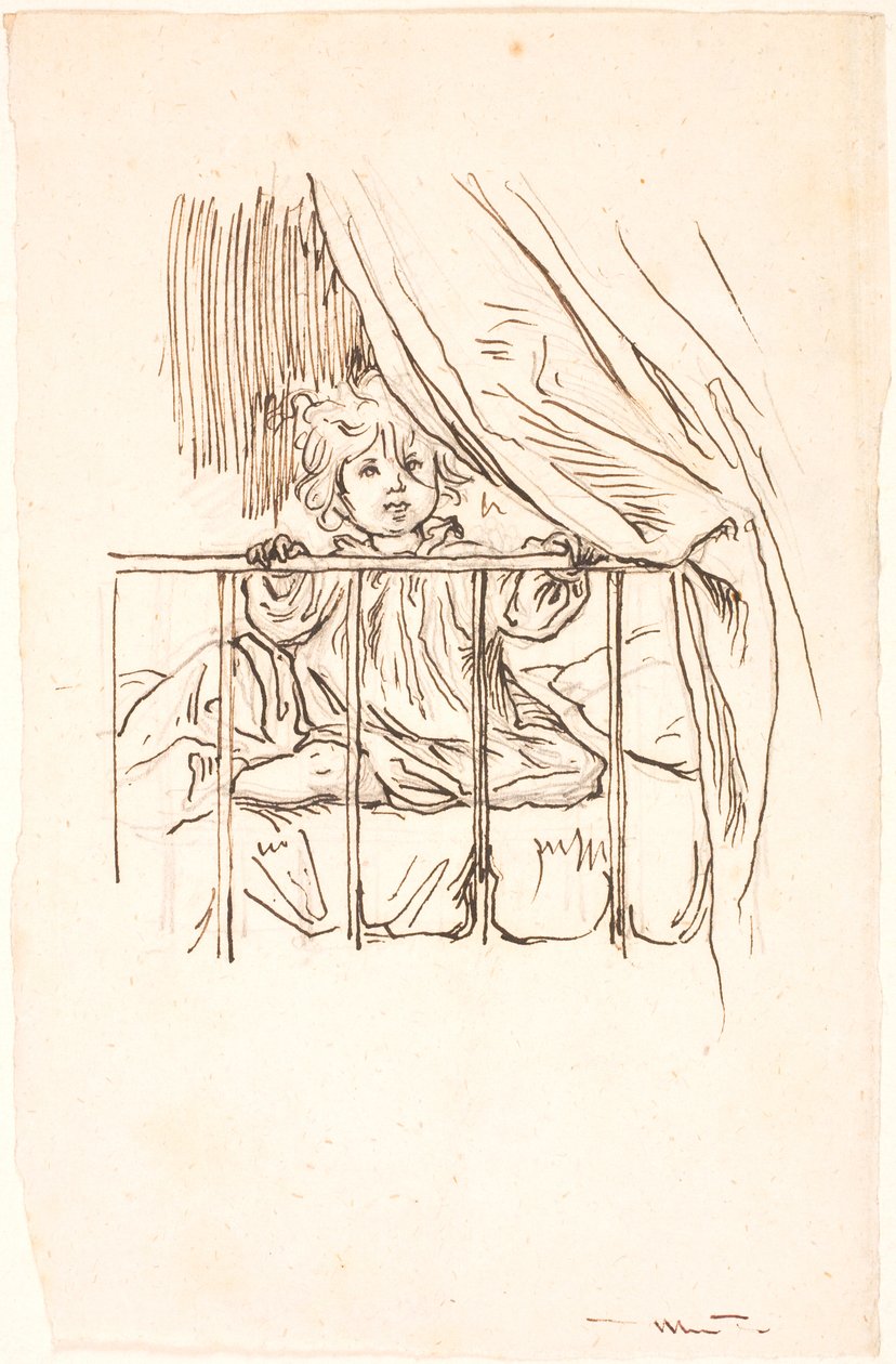 Lili dans un lit à barreaux - Lorenz Frølich