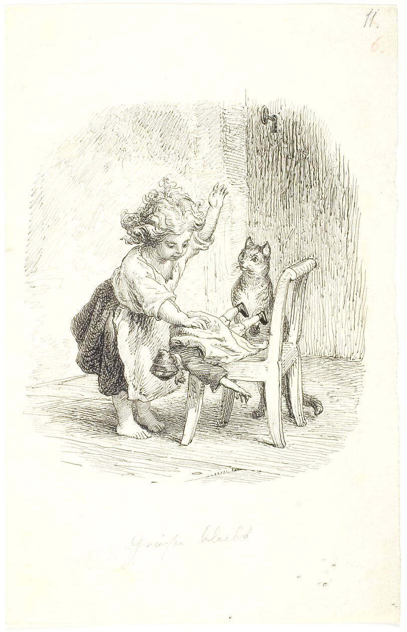 Petite fille donnant une fessée à sa poupée - Lorenz Frølich