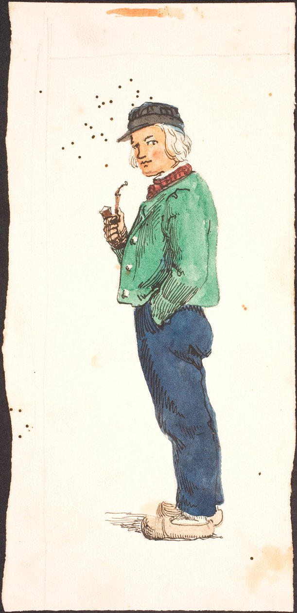 Homme fumant la pipe en sabots - Lorenz Frølich