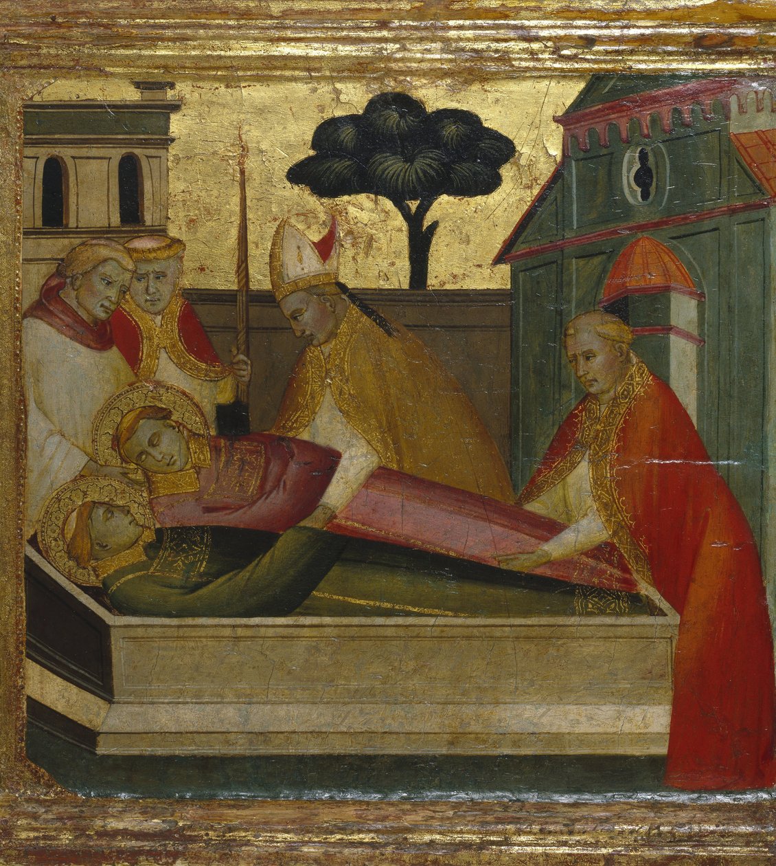 Saint Laurent enterré dans le tombeau de Saint Étienne - Lorenzo di Niccolò