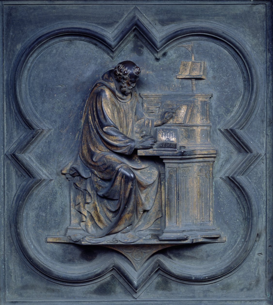 Saint Jérôme, panneau F des portes nord du baptistère de San Giovanni, 1403-24 (bronze) - Lorenzo Ghiberti