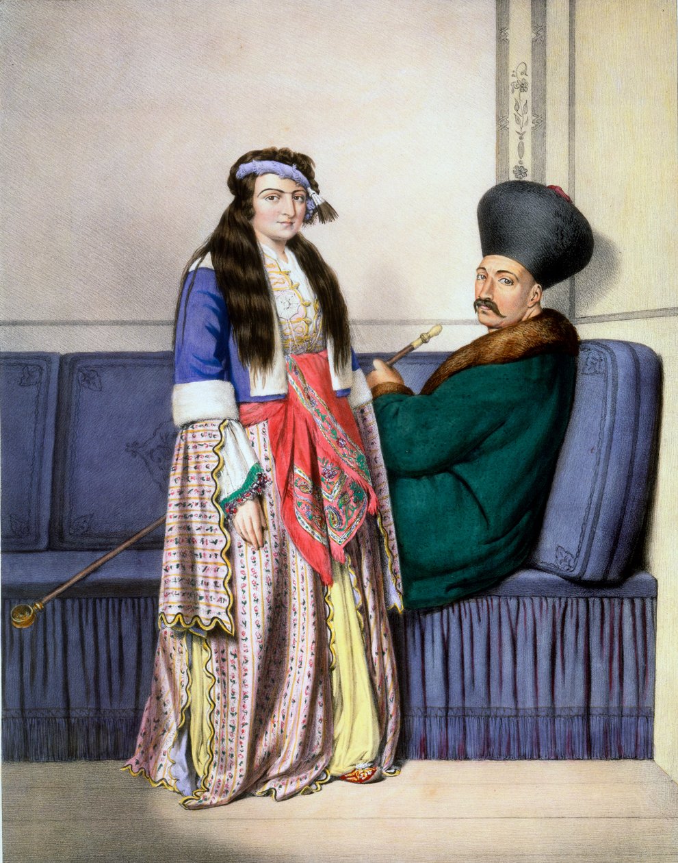 Un prince arménien et sa femme - Planche XXVII, gravée par Lemercier de 