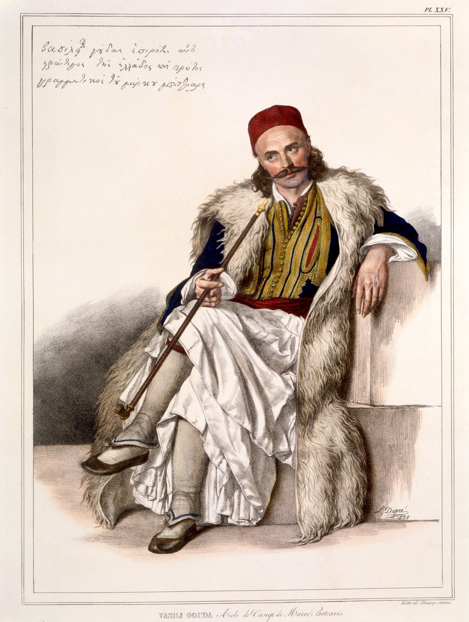 Vanila Gouda, Aide de Camp de Notis Botazaris - Planche XXV, gravé par Lemercier de 