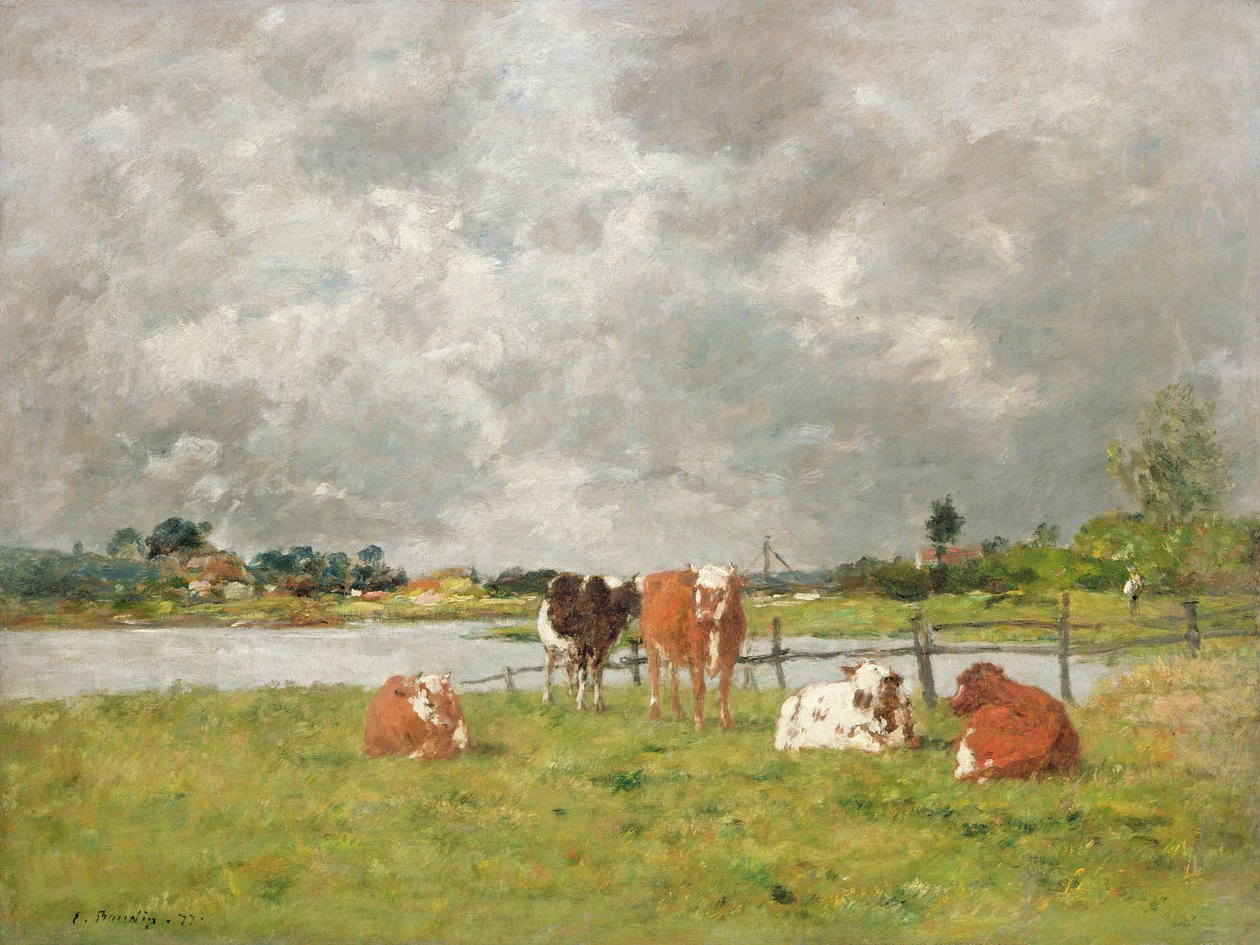 Vaches dans un champ sous un ciel orageux, 1877 - Eugene Louis Boudin