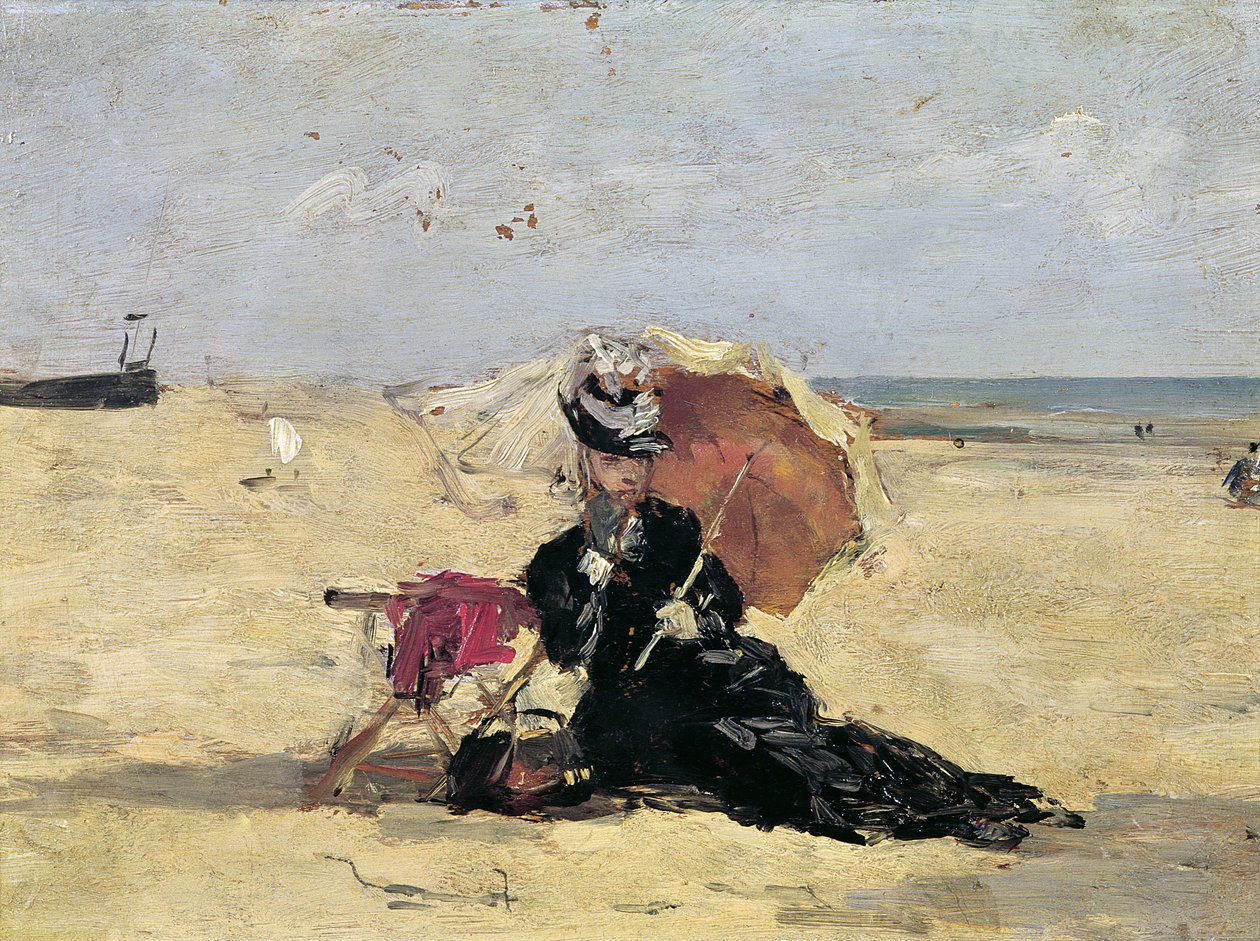 Femme avec une ombrelle sur la plage, 1880 - Eugene Louis Boudin