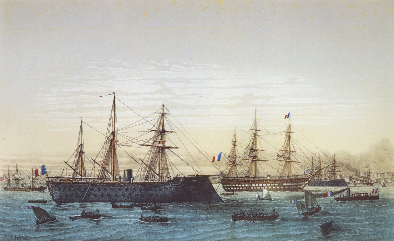 Le Magenta à Brest. Le navire Napoléon III est visible en arrière-plan - Louis Le Breton