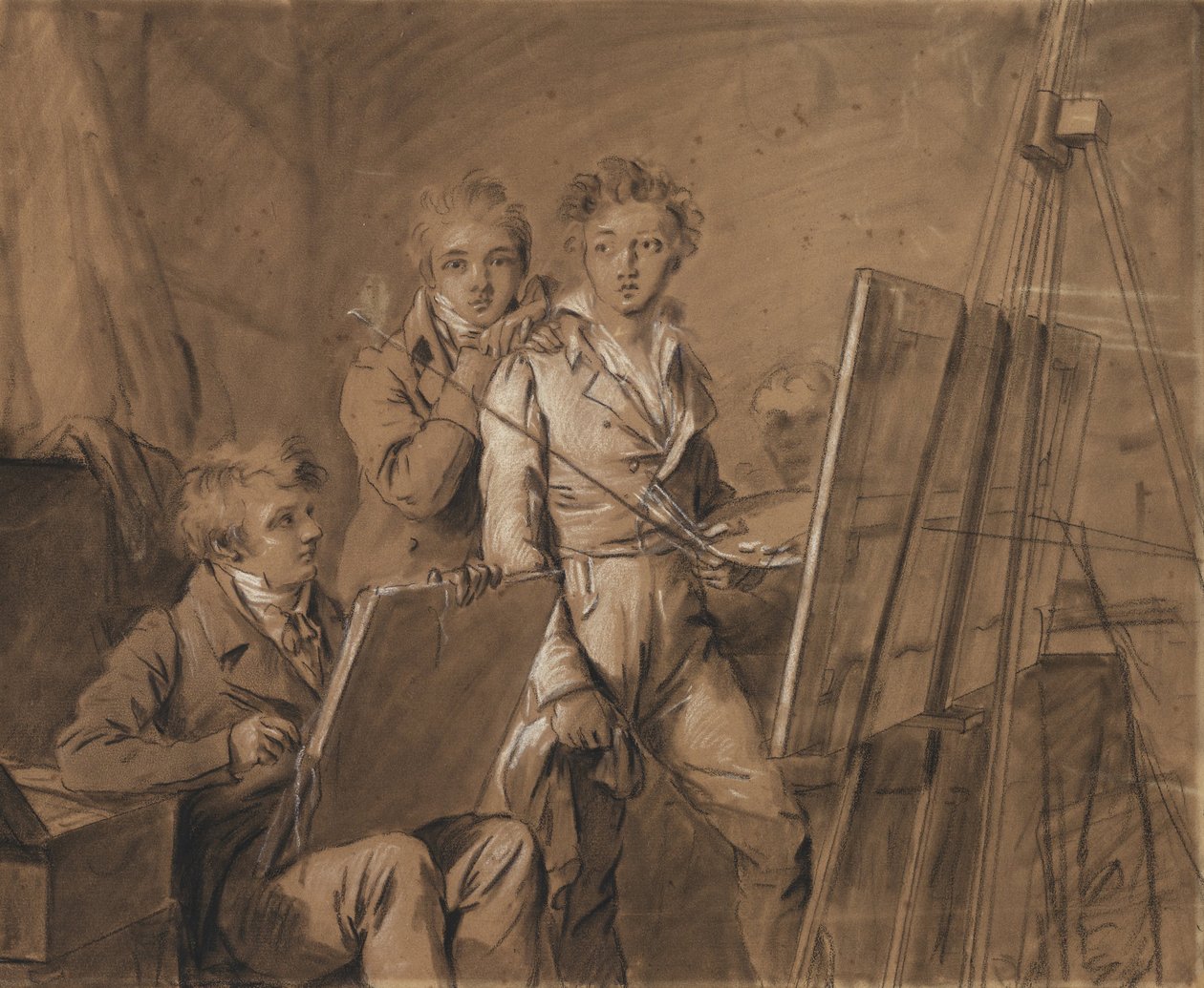 Trois jeunes artistes dans un studio - Louis Leopold Boilly