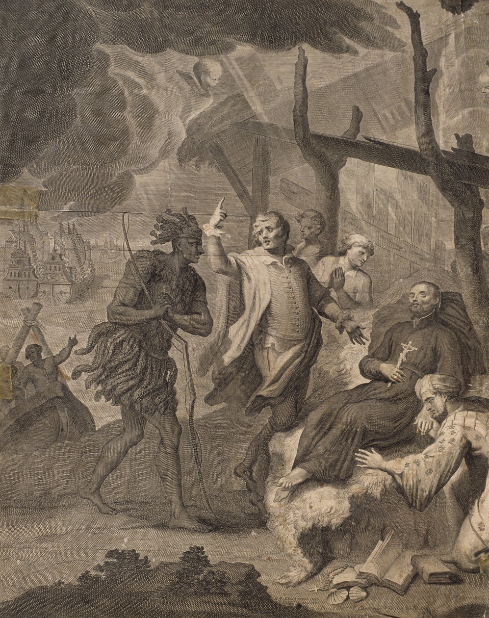 Premiers Français arrivant au Canada, gravé par Laurent Cars (1699-1771) - Louis Michel Dumesnil
