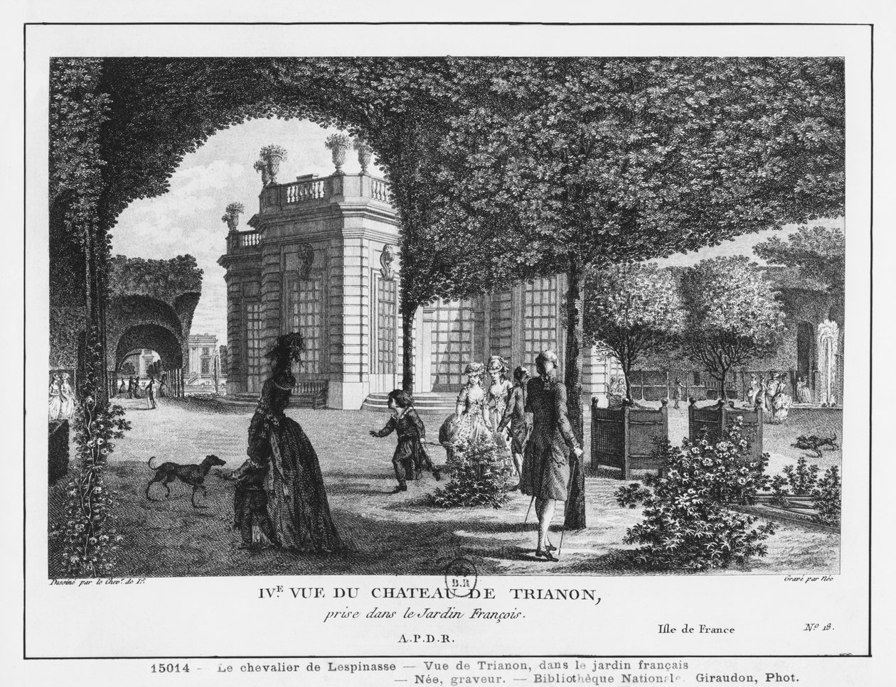 Quatrième vue de Trianon, prise dans le jardin français, gravée par François Denis Nee (1732-1817) - Louis Nicolas de Lespinasse