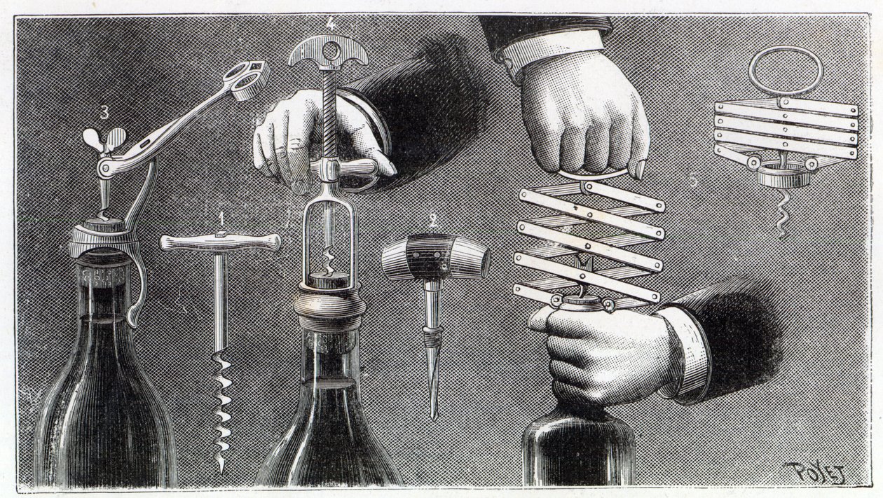 Différents types de tire-bouchons, 1893 - Louis Poyet