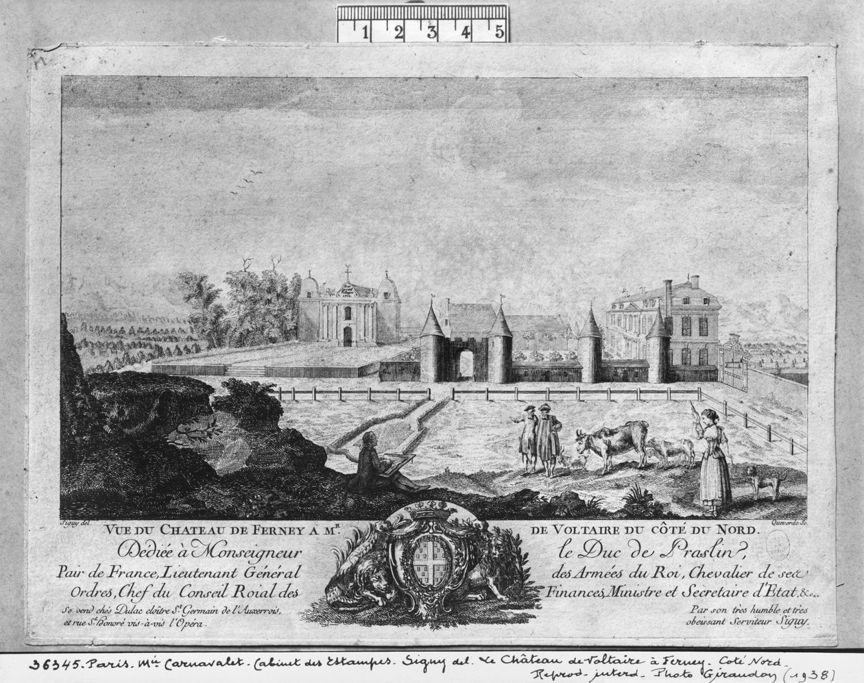 Maison de Voltaire à Ferney, côté nord, gravée par François, Maria, Isidore Queverdo (1748-97) - Louis Signy