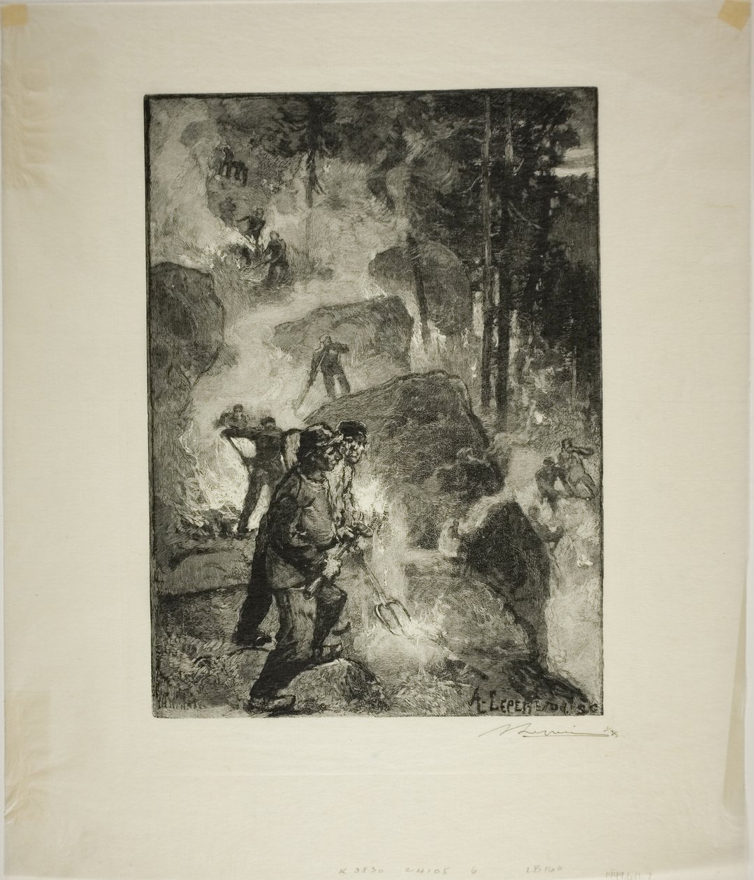 Brûleurs de fougères dans la forêt - Louis Auguste Lepère