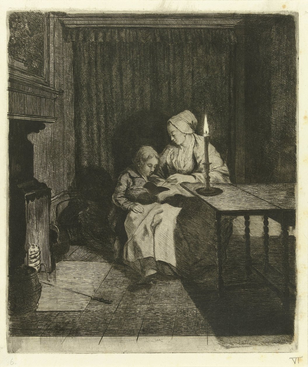 Une mère enseigne à son fils (L
