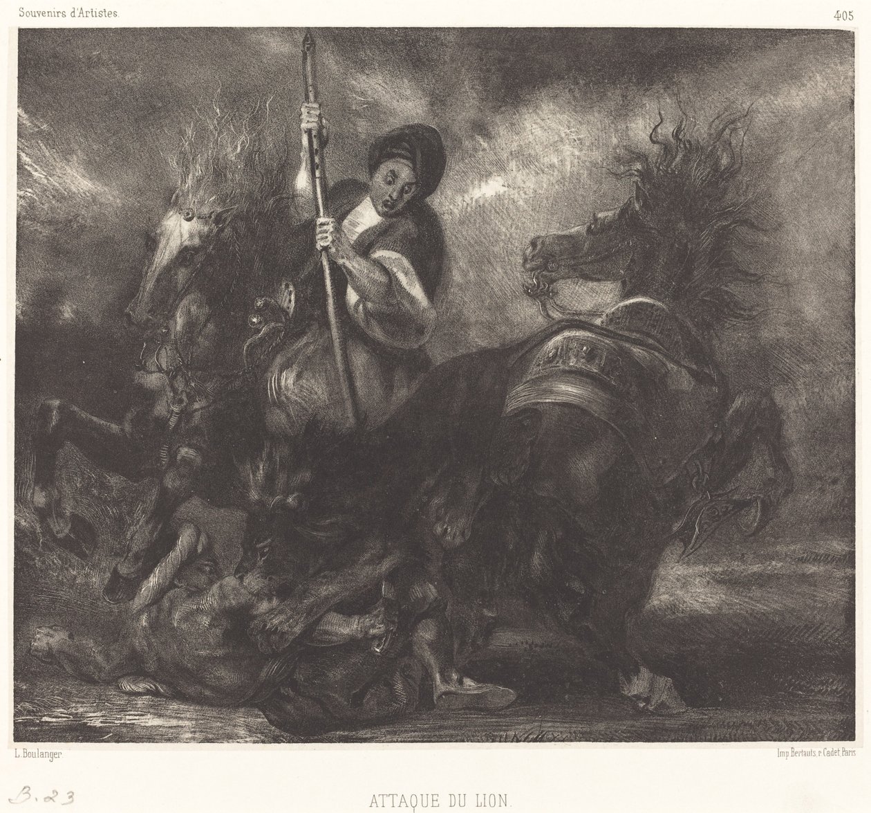 Attaque du lion - Louis Candide Boulanger