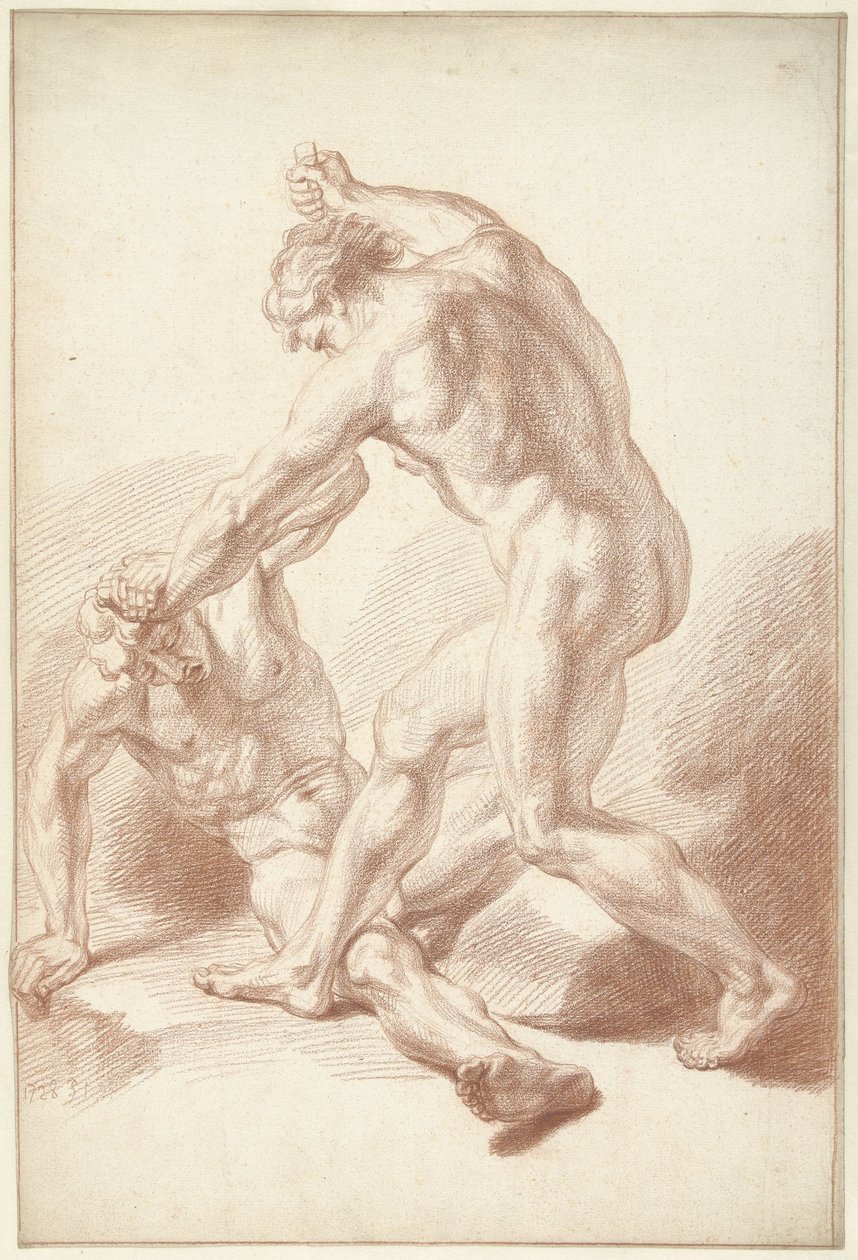 Deux hommes nus en combat - Louis Fabritius Dubourg